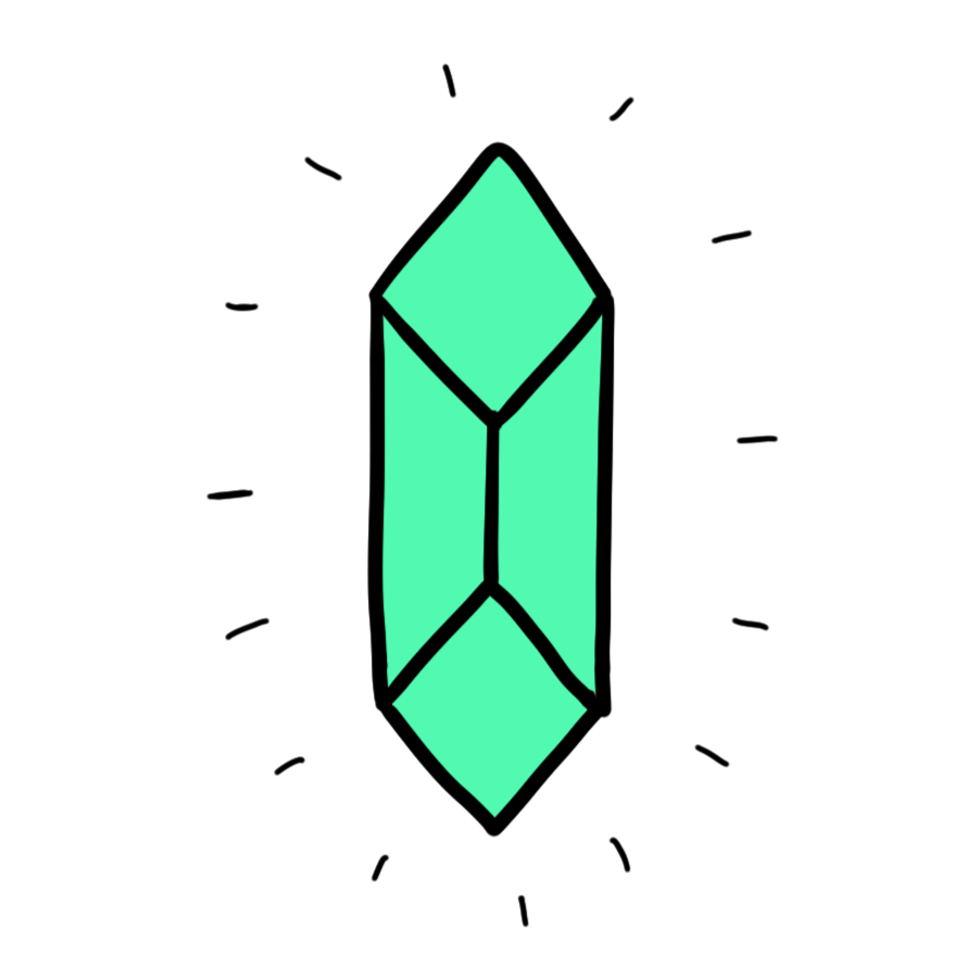 Icon of an aqua gemstone with flare lines around it.